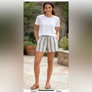 Maeve Black and White Striped Women's Cargo Shorts